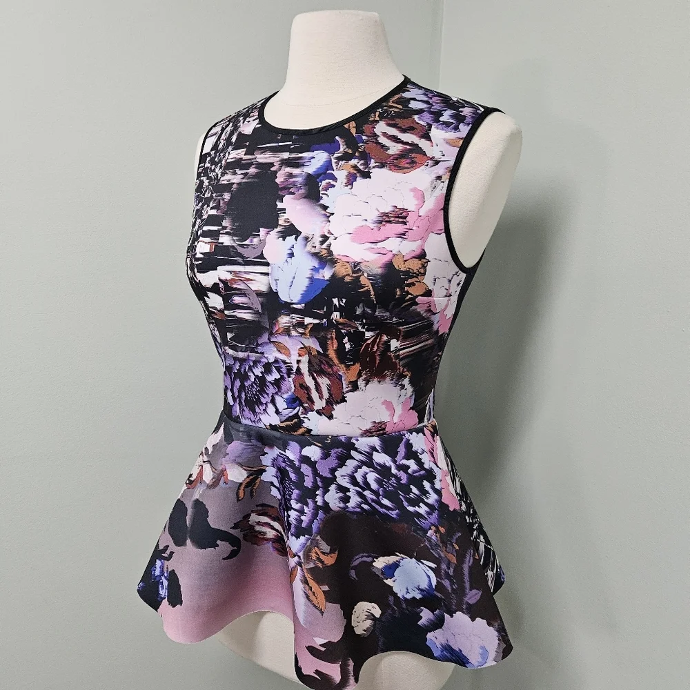 Clover Canyon Revolve Poetic Petals Peplum Top Neoprene Sleeveless Size Large - Picture 3 of 8